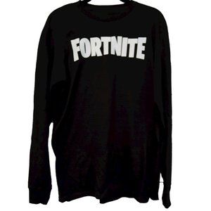Fortnite Official Epic Games LS Crew Neck Tee Distressed Logo, M PTP 20", NWT